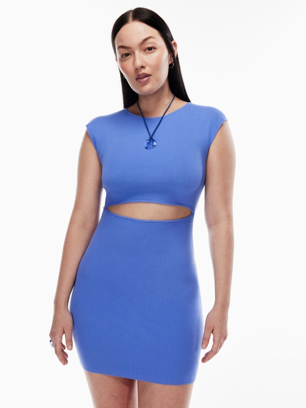 Aritzia Wilfred Free Purple Cutout Ribbed Mini Bodycon Dress Casual Medium